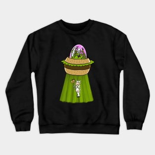 Go Vegan! Funny UFO Cow Abduction Crewneck Sweatshirt